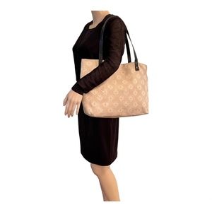 Bottega Veneta Vintage Logo Canvas Triangle Logo Shopper Tote Beige/Tan